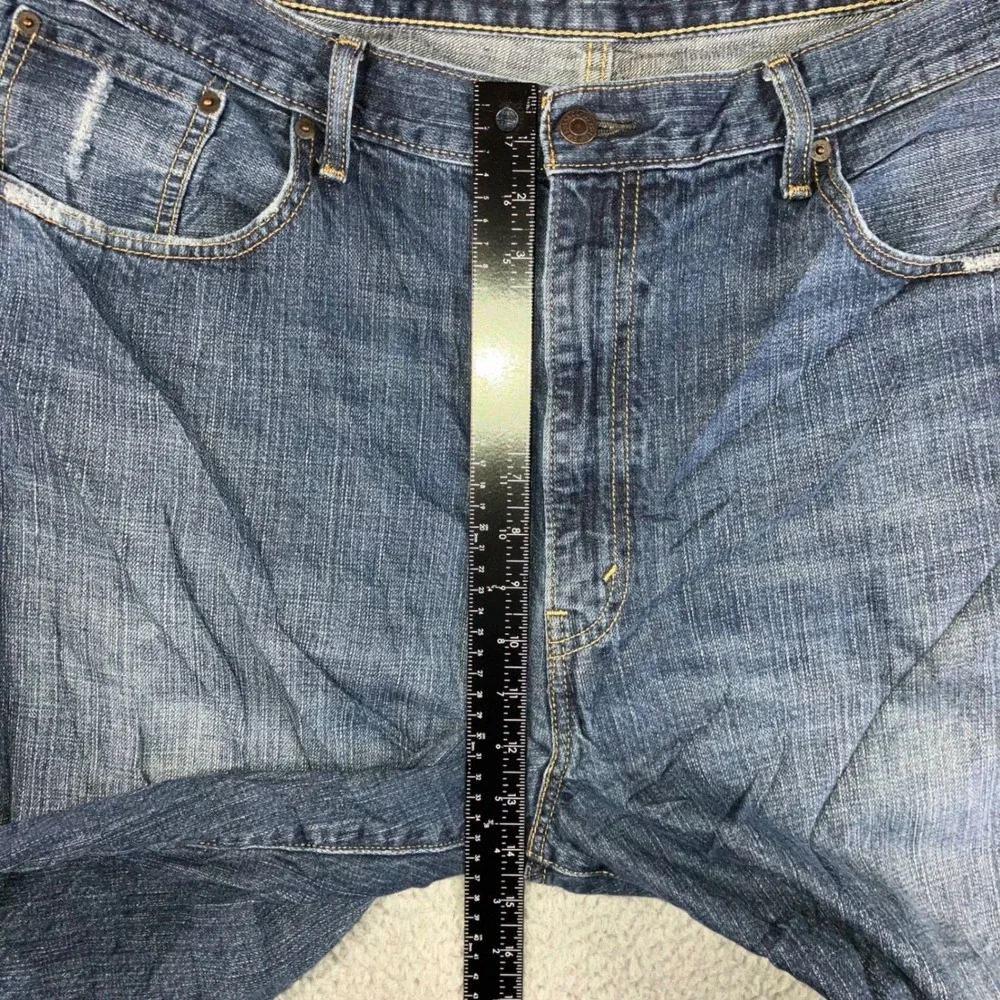 Levis 569 Denim Shorts Men 40 Blue‎ Loose Dark Wash Jorts Whiskered y2k Skater